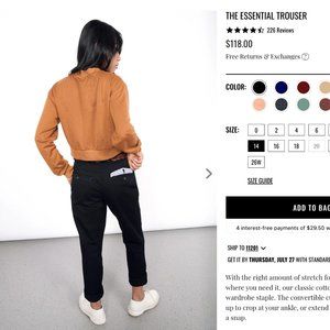 NWT Wildfang Ace Essential Trouser | Size 14 | Black